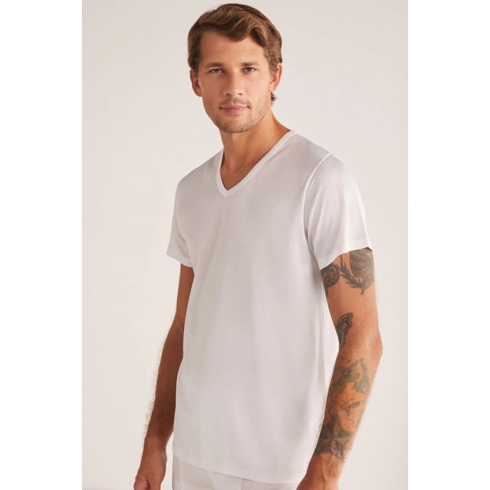 MDB Kom Elite %100 Merserize V Yaka T-Shırt