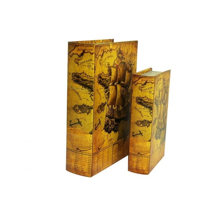 Kutu Kitap Harita 2li Set Dekoratif Hediyelik