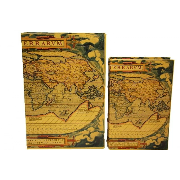 Kutu Kitap Harita 2li Set Dekoratif Hediyelik