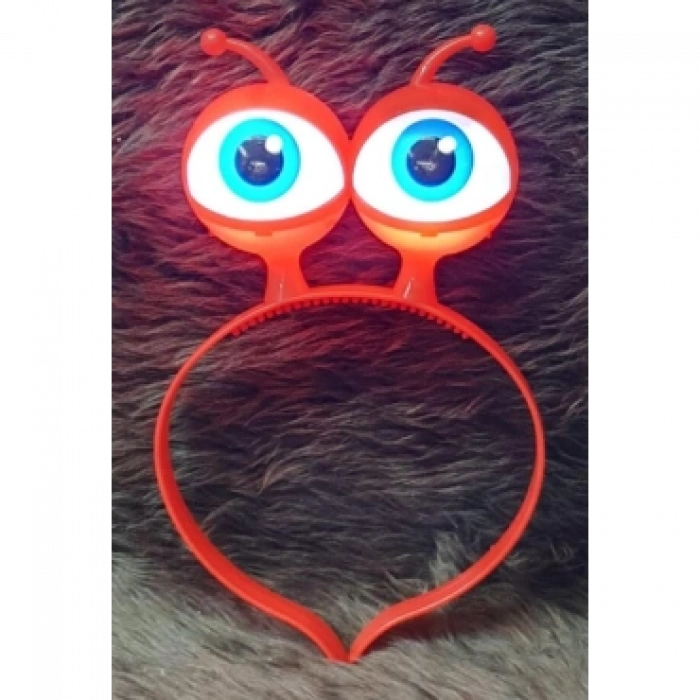 MDB Led Işıklı & Pilli Uzaylı Göz Parti Tacı Kırmızı Renk