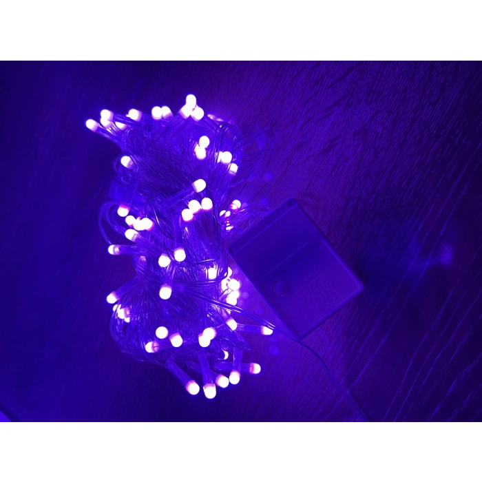 MDB 10m 100 Led Damla Uçlu Pembe Işık Şeffaf Kablo