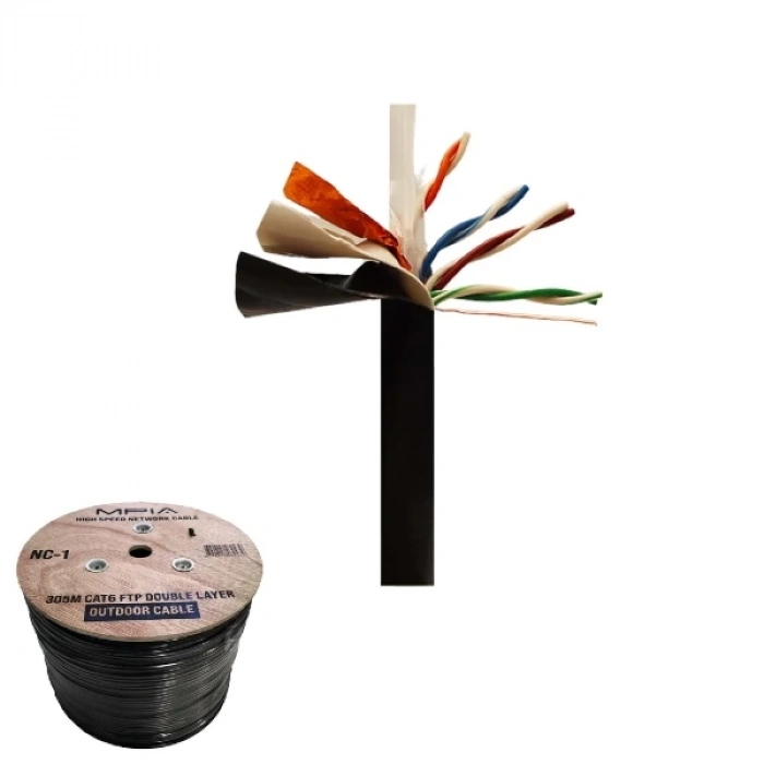 MDB 305 Metre / 0.57mm CAT6 FTP Çift Katmanlı Dış Ortam İnternet Kablosu