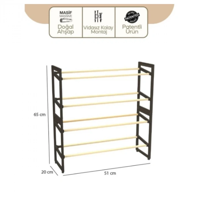 MDB 4 Katlı Ahşap Ayakkabılık