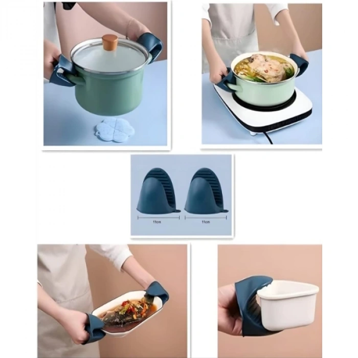 MDB 4 Parça Yanma Önleyici Mutfak Seti - Tencere Tabak Tutucu Ve Fırın Eldiveni