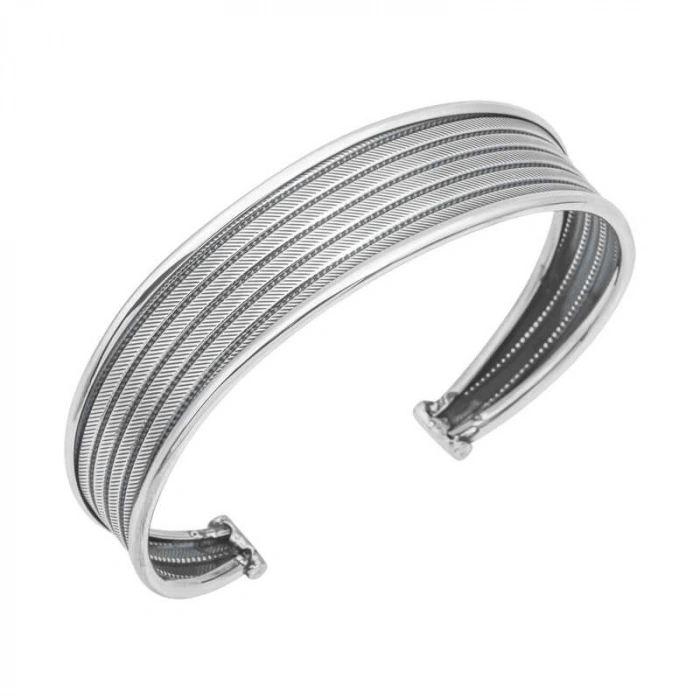 MDB 925 Ayar Gümüş Eskitme Desenli Kadın Bilezik