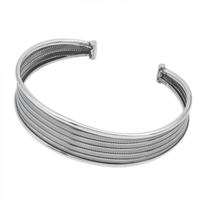 MDB 925 Ayar Gümüş Eskitme Desenli Kadın Bilezik