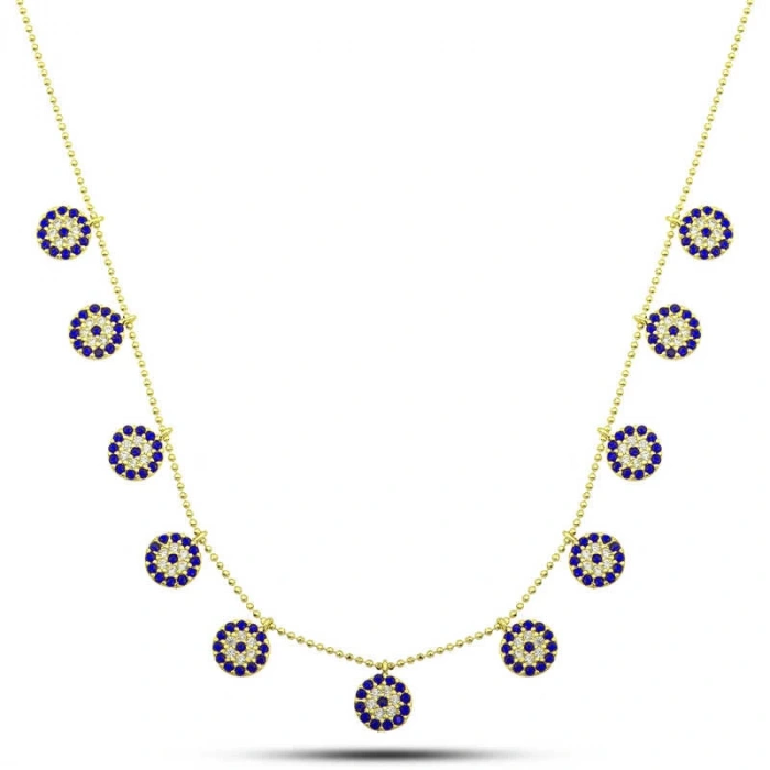 MDB 925 Ayar Gümüş Gold Nazarlı Şans Kadın Kolye