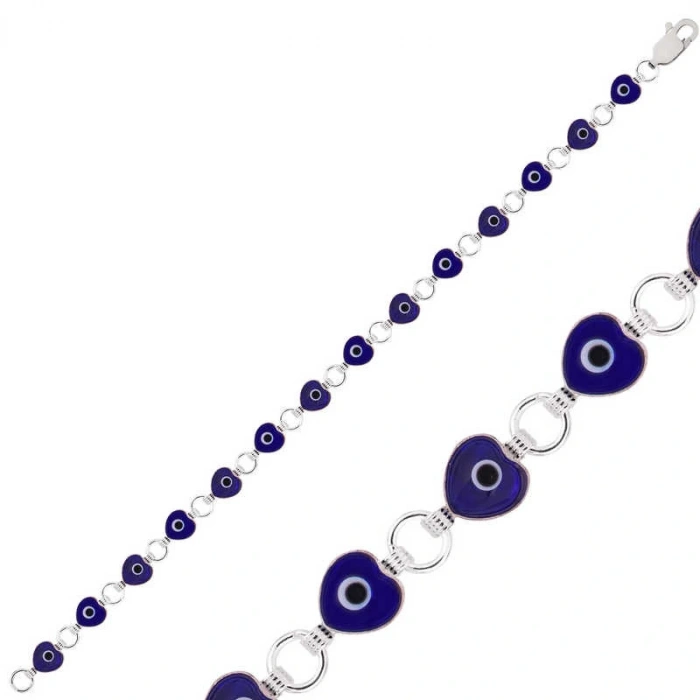 MDB 925 Ayar Gümüş Kalp Nazar Bileklik