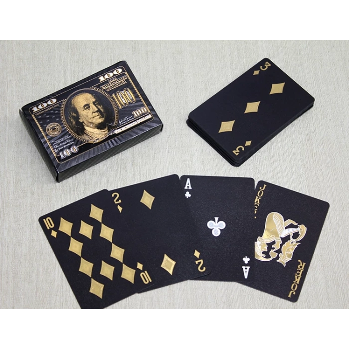 MDB Altın Dolar Tasarımlı Siyah İskambil Oyun Kartı