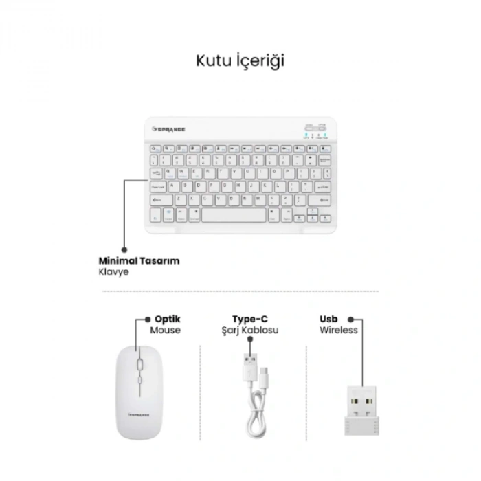 MDB Beyaz Kablosuz Klavye Ve Mouse Seti