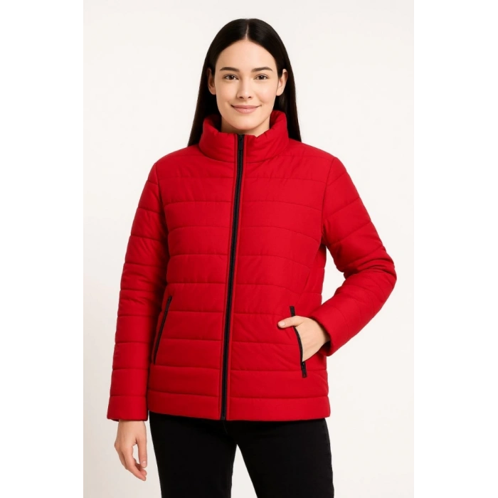 MDB Bomber ont Ceket – u İtici Kumaş, Kapitone Astarlı, Fermuarlı, Kışlık  Kırmızı