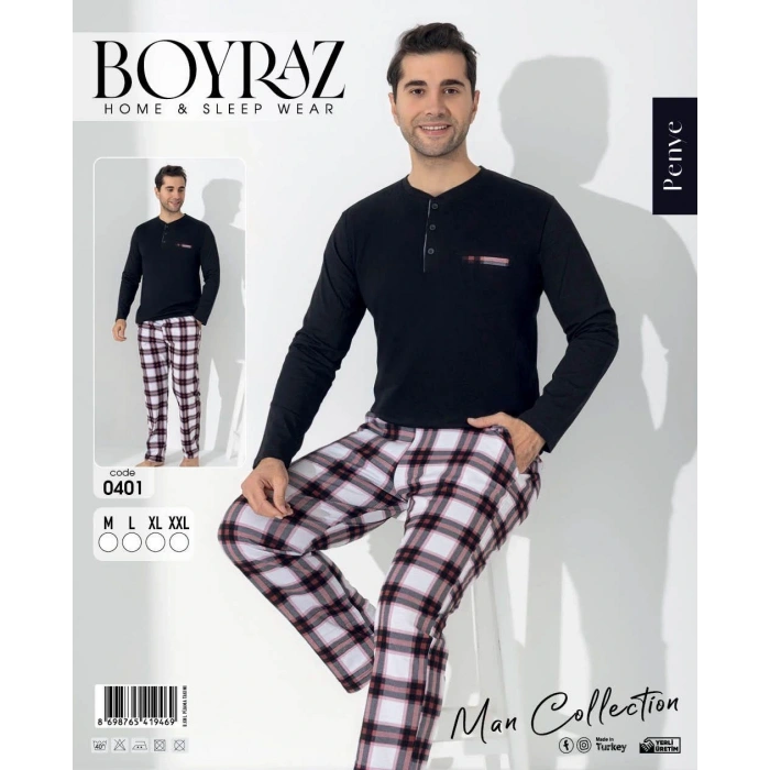 MDB Boyraz 0401 Erkek Uzun Kol Pijama Takımı