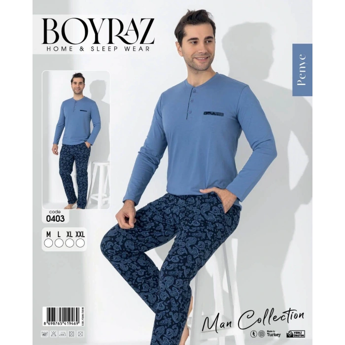 MDB Boyraz 0403 Erkek Uzun Kol Pijama Takımı