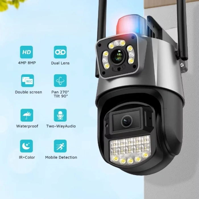 MDB Çakarlı Çift Lensli Dış Mekan Güvenlik Kamerası