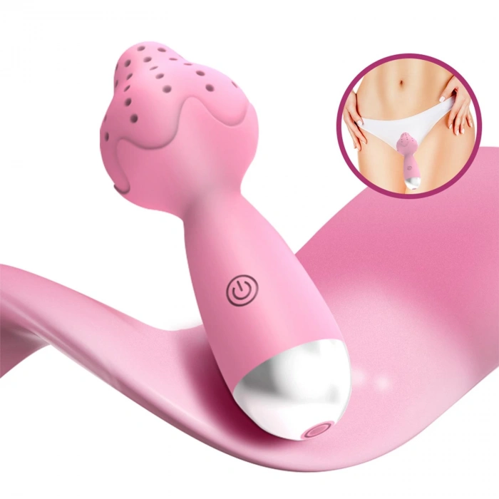 MDB Çilek Başlıklı Mini Klitoral Masaj Vibratörü Pembe