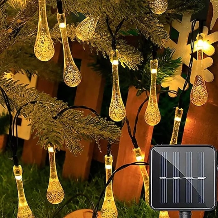 MDB Damla Şeklinde 50 Led Güneş Enerjili Bahçe Balkon Aydınlatma 7 Metre ışık