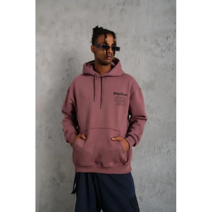 MDB Erkek 98 Baskılı Kapşonlu weat  Gül Kurusu