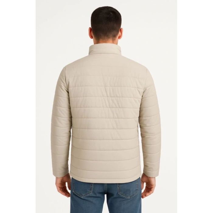 MDB Erkek Bomber ont Ceket – u İtici Kumaş, Kapitone Astarlı, Fermuarlı, Kışlık  Bej