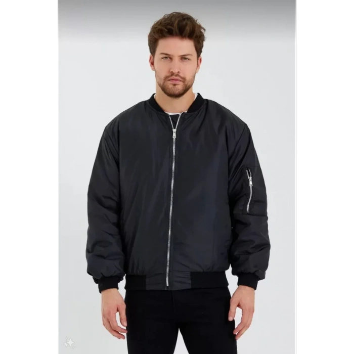 MDB Erkek Düz Bomber Ceket  iyah