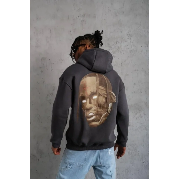 MDB Erkek Kordonlu Arka aske Kordon açlı Kapüşonlu  Füme