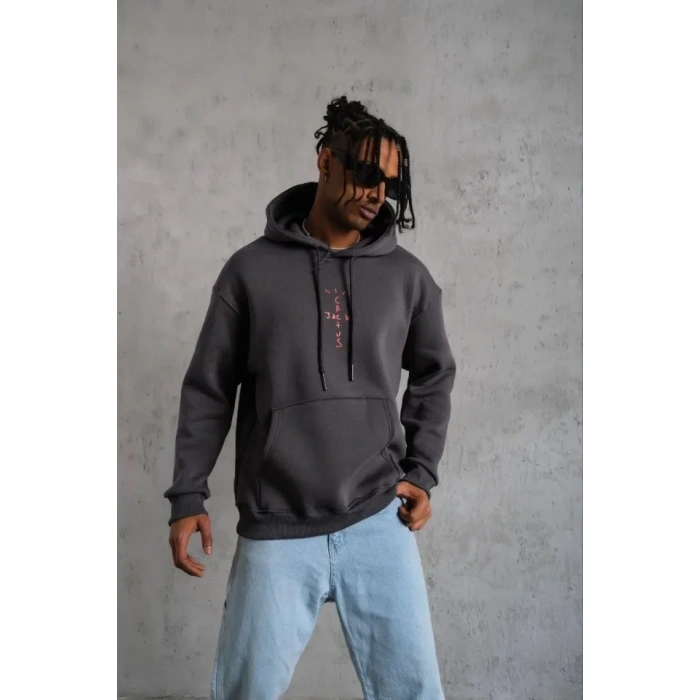 MDB Erkek Kordonlu Arka aske Kordon açlı Kapüşonlu  Füme