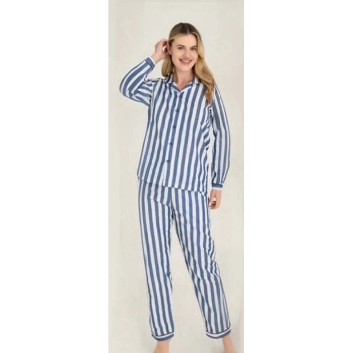 MDB Freshness 4007 Kadın Uzun Kol Çizgili Gaffuriye Pijama Takımı