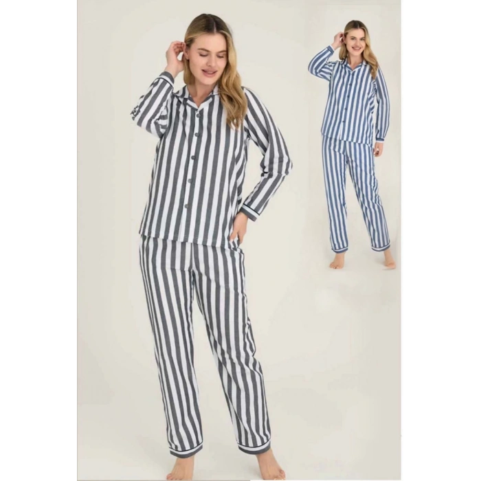 MDB Freshness 4007 Kadın Uzun Kol Çizgili Gaffuriye Pijama Takımı