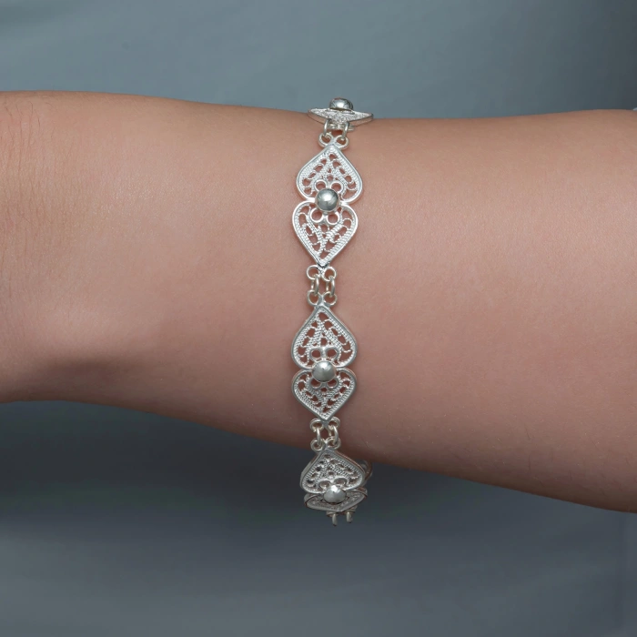 MDB Gümüş Motif Esintisi Telkari Kadın Bileklik