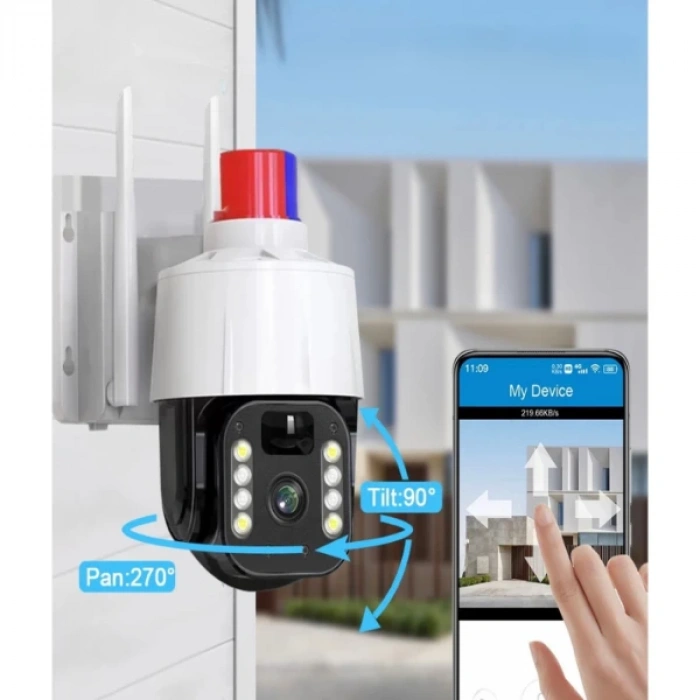 MDB Güneş Enerjili Alarmlı Çakarlı Dış Mekan Güvenlik Kamerası