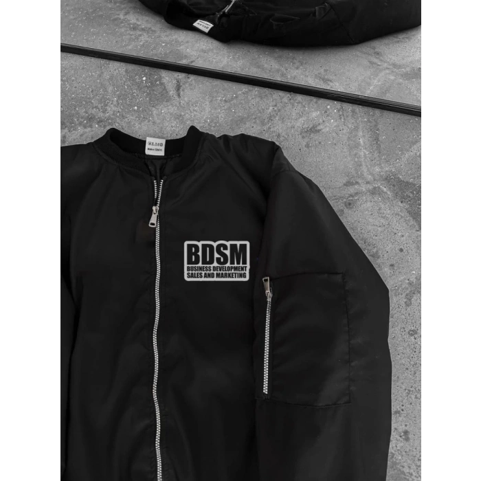 MDB İçi Kapitone Astarlı Tam Kalıp Baskılı Bomber Ceket  iyah