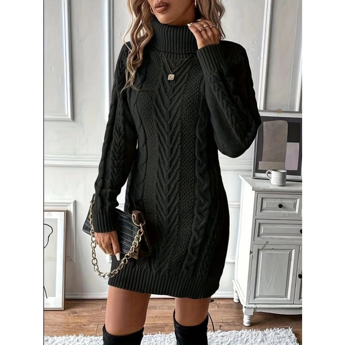 MDB Kadın Balıkçı Yaka Mini Triko Elbise