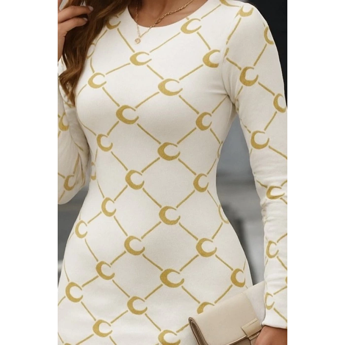 MDB Kadın Bisiklet Yaka Uzun Kol Triko Mini Boy Elbise