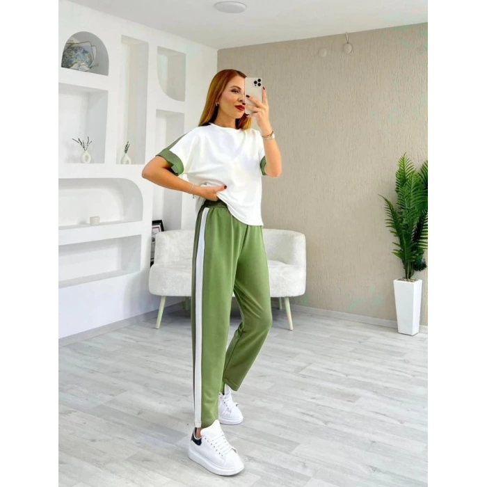 MDB Kadın odal Dokulu Kumaş Yanı şeritli Takım