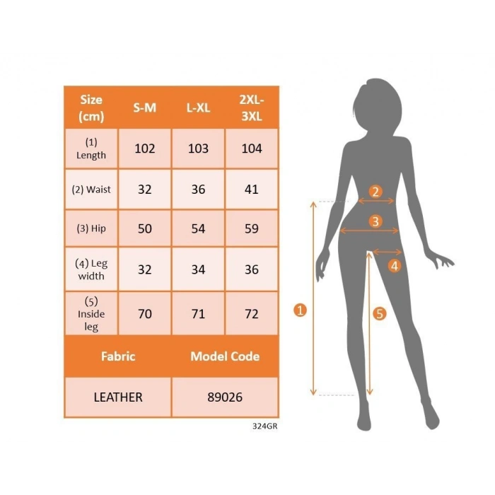 MDB Kadın önden Fermuarlı Cepli Geniş Kesim Lame Deri Pantolon