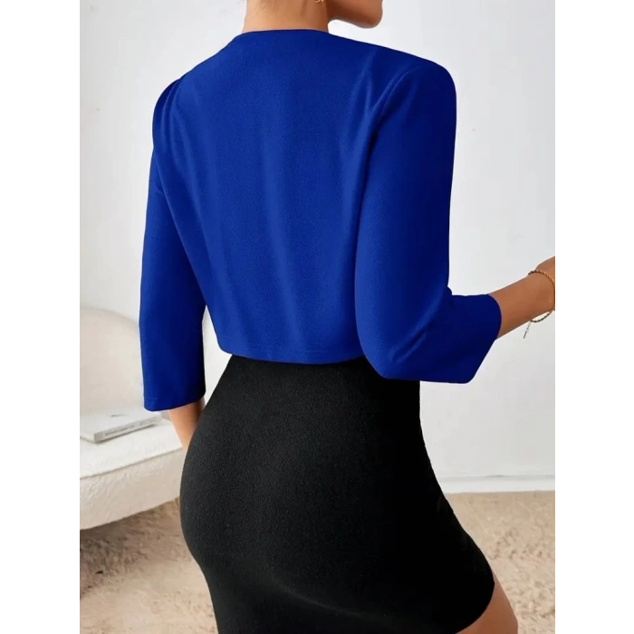 MDB Kadın Truvakar Kol önü Açık Kısa Ithal Krep Ceket