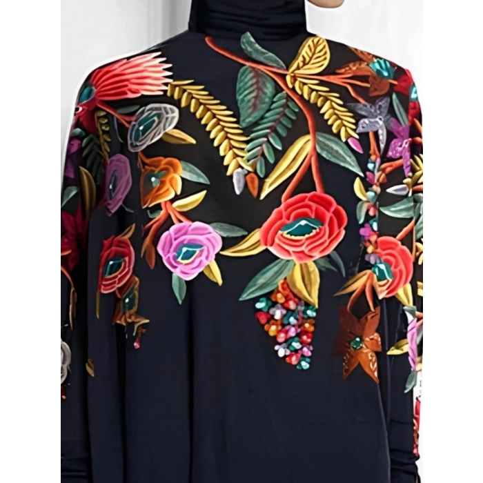 MDB Kadın Uzun Kollu Balıkçı Yaka Asimetrik Kesim Mikro Bluz