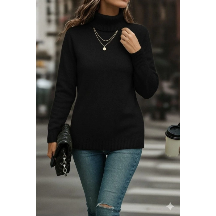 MDB Kadın Uzun Kollu Balıkçı Yaka Triko Bluz