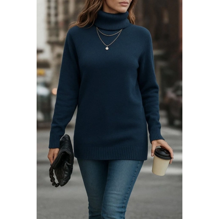 MDB Kadın Uzun Kollu Balıkçı Yaka Triko Bluz