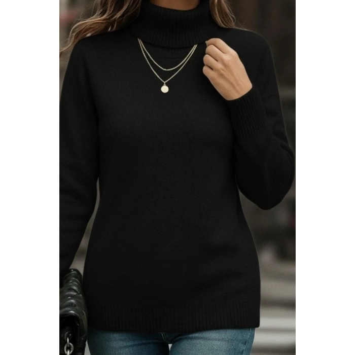 MDB Kadın Uzun Kollu Balıkçı Yaka Triko Bluz