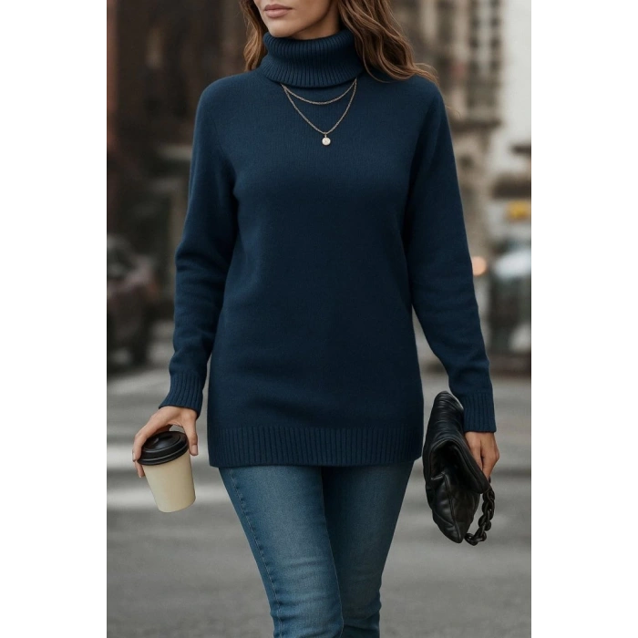 MDB Kadın Uzun Kollu Balıkçı Yaka Triko Bluz