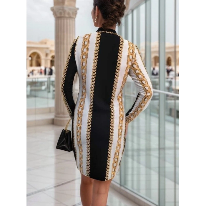 MDB Kadın Uzun Kollu Bisiklet Yaka cuba idi Boy Elbise