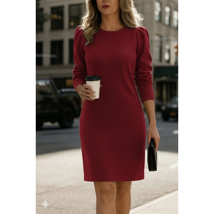 MDB Kadın Uzun Kollu Bisiklet Yaka Iki Iplik Elbise