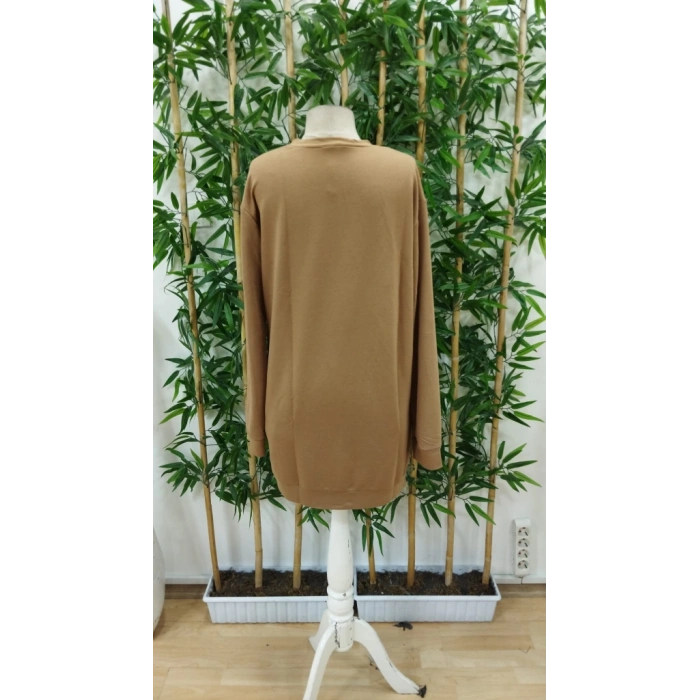 MDB Kadın Uzun Kollu Bisiklet Yaka Kalp Desenli Kısa Viskon Elbise