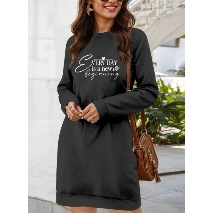 MDB Kadın Uzun Kollu Bisiklet Yaka Kısa Viskon Iki Iplik Elbise