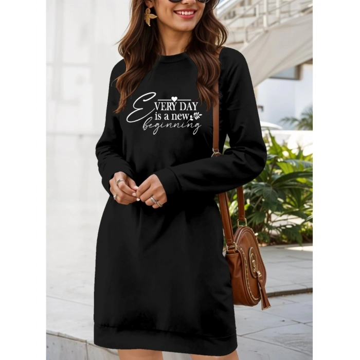 MDB Kadın Uzun Kollu Bisiklet Yaka Kısa Viskon Iki Iplik Elbise