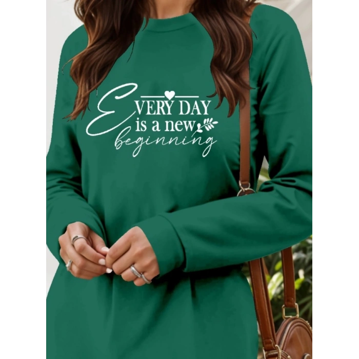 MDB Kadın Uzun Kollu Bisiklet Yaka Kısa Viskon Iki Iplik Elbise