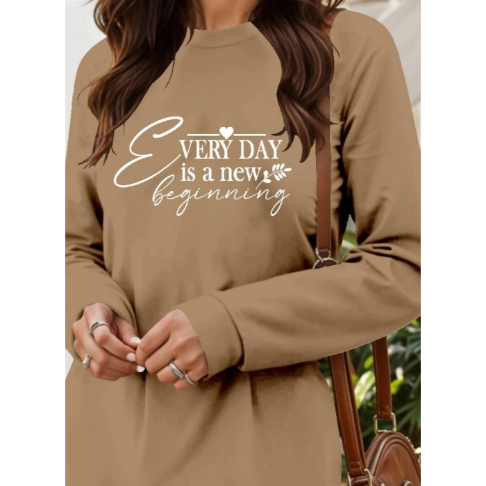 MDB Kadın Uzun Kollu Bisiklet Yaka Kısa Viskon Iki Iplik Elbise