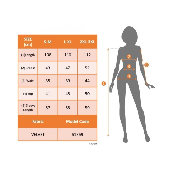 MDB Kadın Uzun Kollu Bisiklet Yaka Taşlı Midi Kadife Elbise