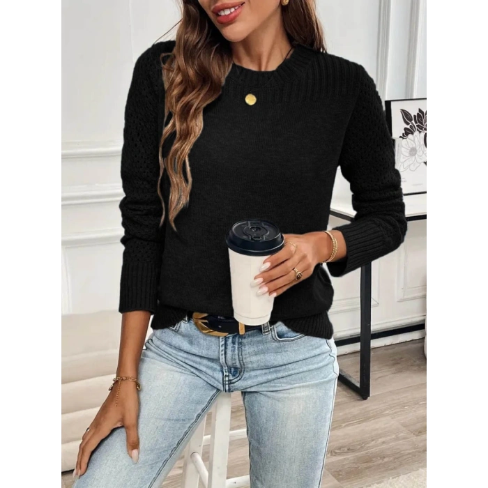 MDB Kadın Uzun Kollu Bisiklet Yaka Triko Bluz