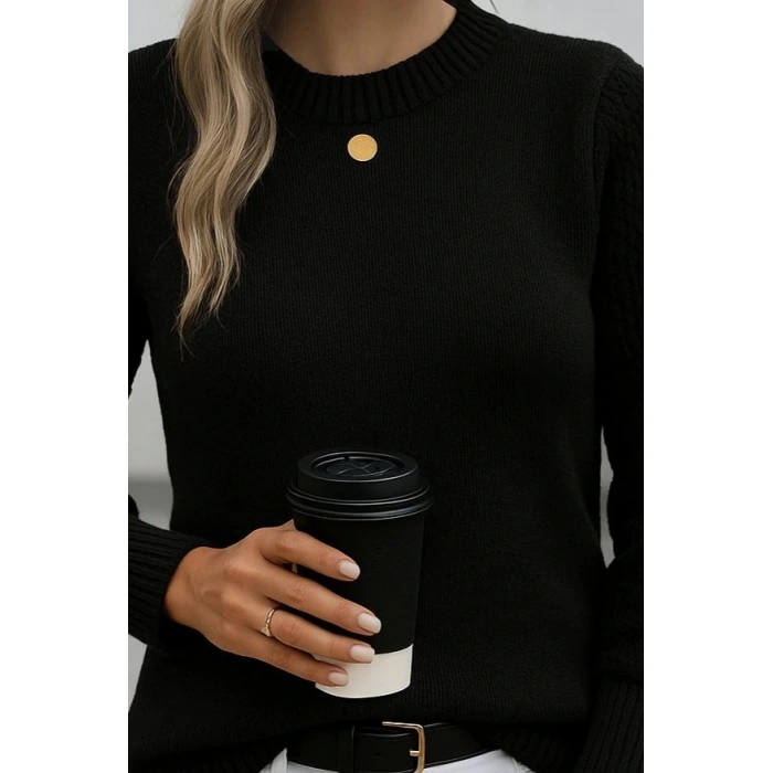 MDB Kadın Uzun Kollu Bisiklet Yaka Triko Bluz